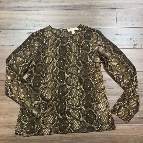 5 for $25 Michael Michael‎ KORS snake skin gold studded blouse - Picture 1 of 8